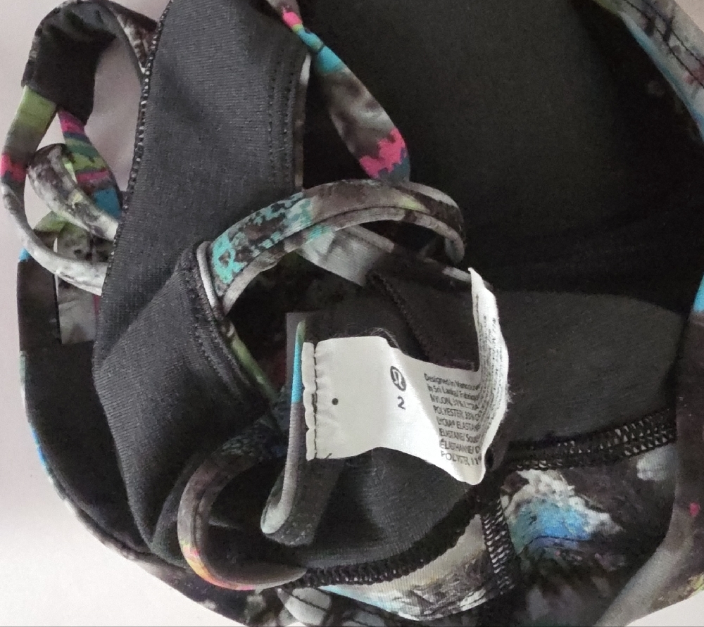 lululemon athletica Black Sports Bra with Neon Abstract Straps - Picture 3 of 3